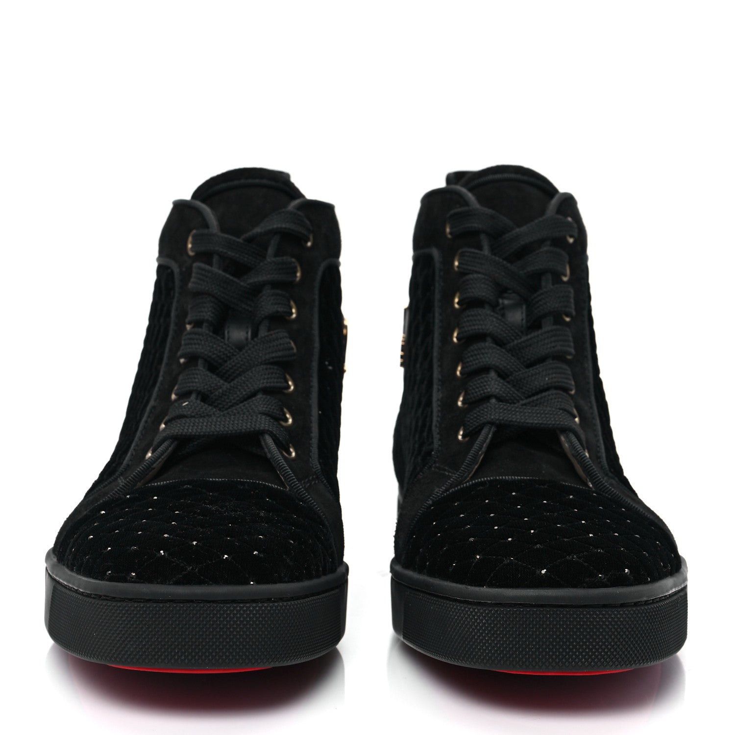 Christian Louboutin Crystal Veau Velours Womens Louis Orlato Flat Sneakers 39.5 Black 2 of 7