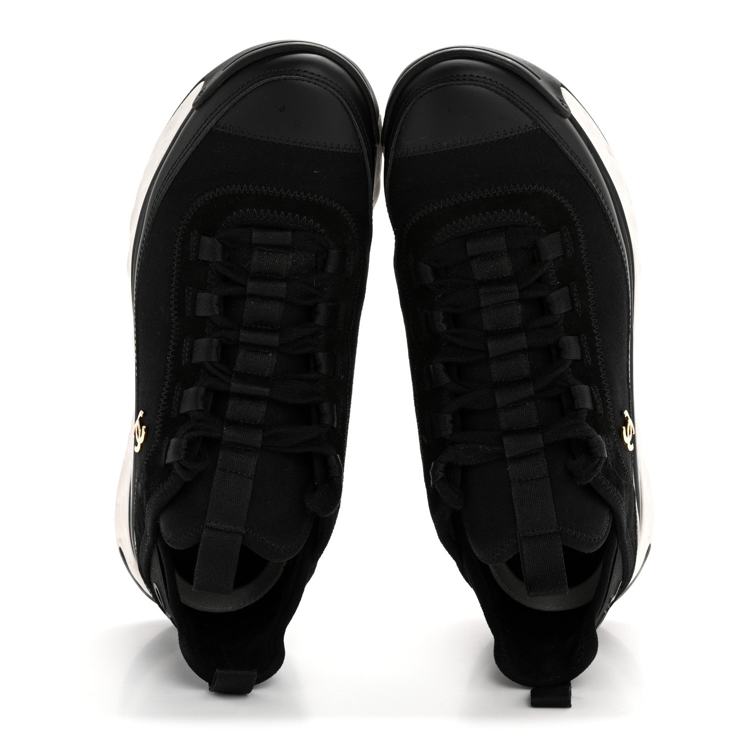 Chanel Velvet Calfskin Mixed Fibers CC Sneakers 38 Black 2 of 10