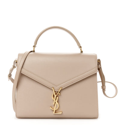Saint Laurent Grain de Poudre Medium Classic Monogram Cassandra Top Handle Dark Beige 1 of 10