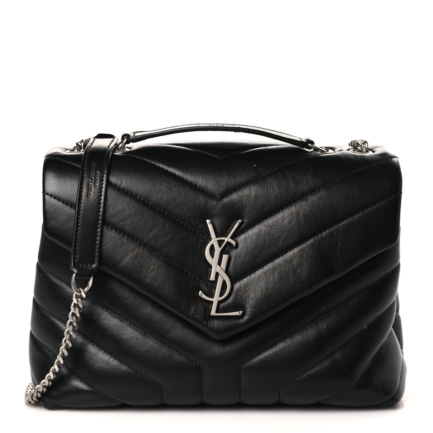 Calfskin Y Quilted Monogram Small Loulou Chain Satchel Black
