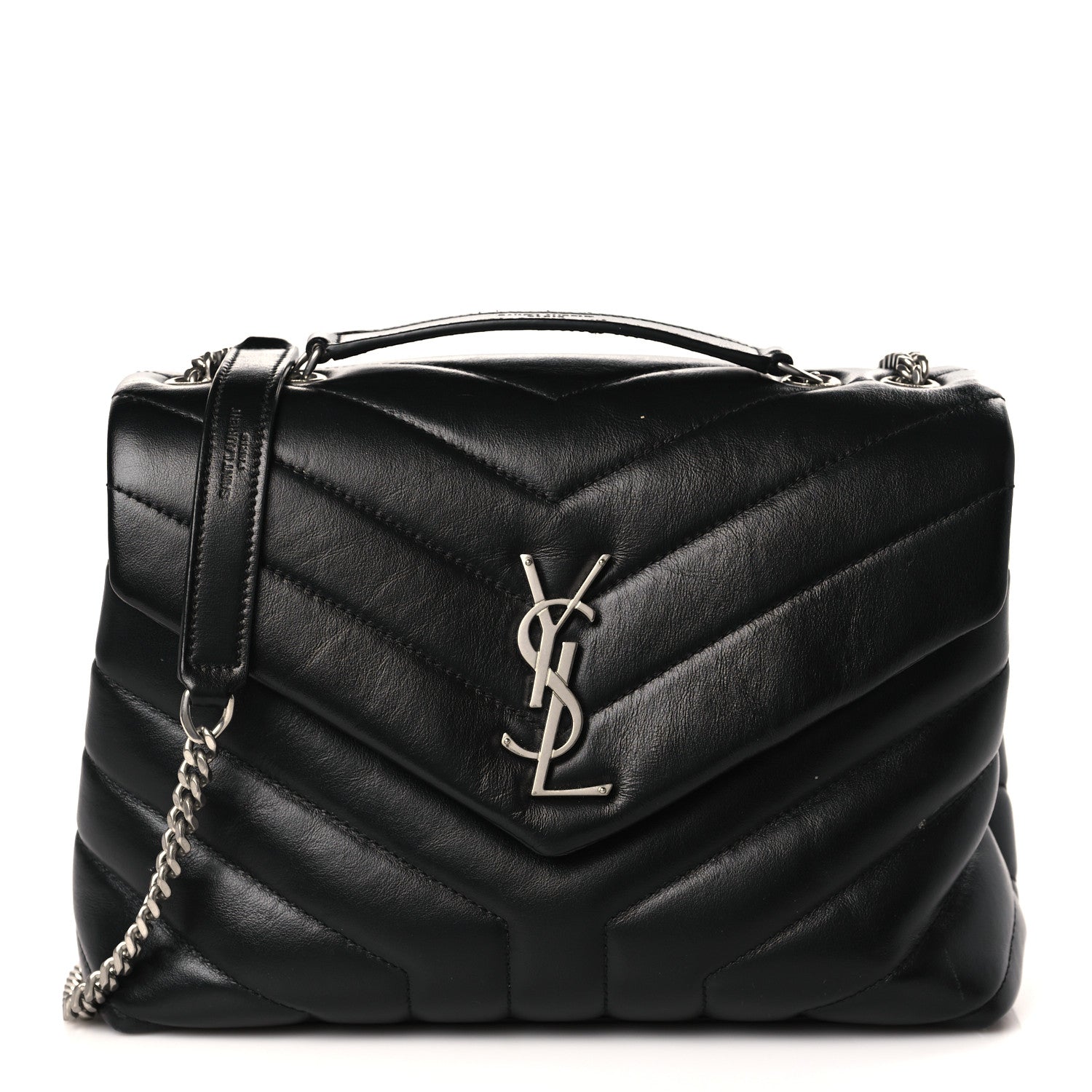 Saint Laurent Calfskin Y Quilted Monogram Small Loulou Chain Satchel Black 1 of 9