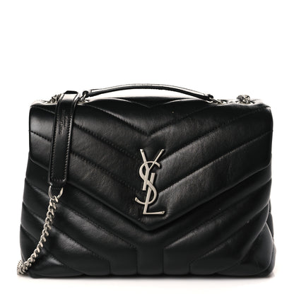 Saint Laurent Calfskin Y Quilted Monogram Small Loulou Chain Satchel Black 1 of 9
