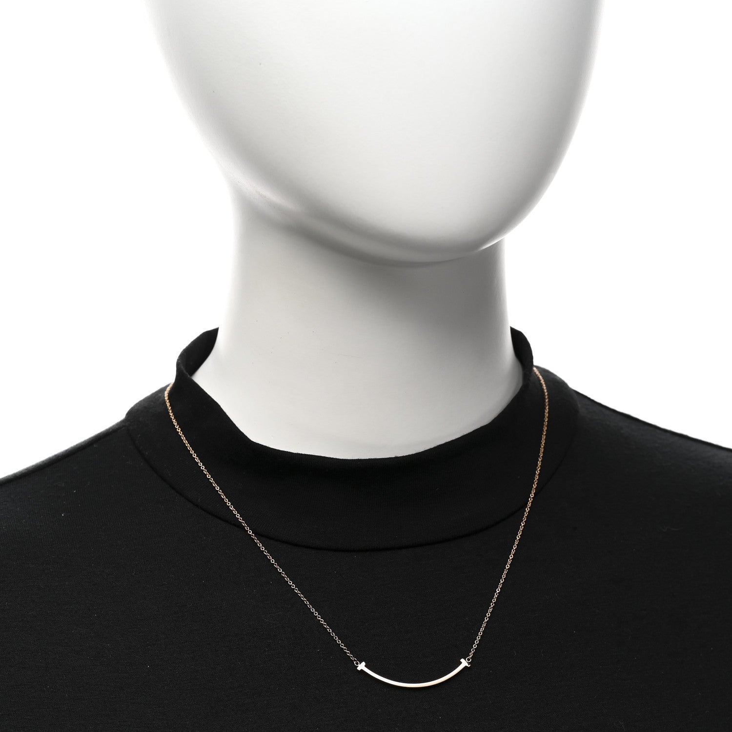 Tiffany 18K Rose Gold Small T Smile Pendant Necklace 2 of 4