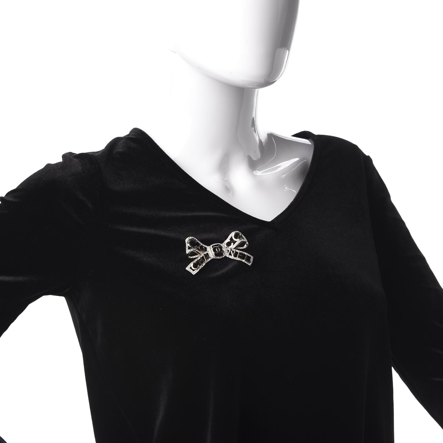 Chanel Metal Crystal Bow-tiful CC Brooch Gold 2 of 6