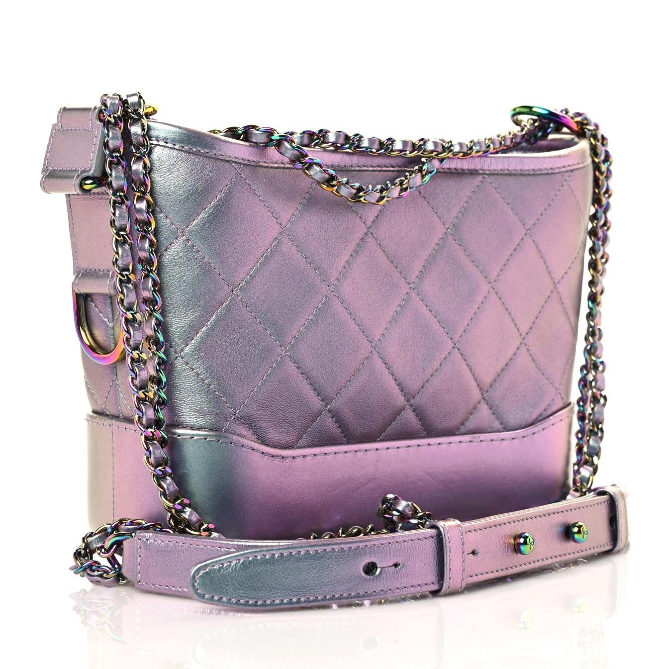 Chanel Iridescent Lambskin Calfskin Quilted Small Gabrielle Hobo Light Purple 3 of 16