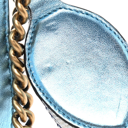 Gucci Metallic Nappa Pearl Sylvie Web Tiger Broadway Shoulder Bag Blue 11 of 14