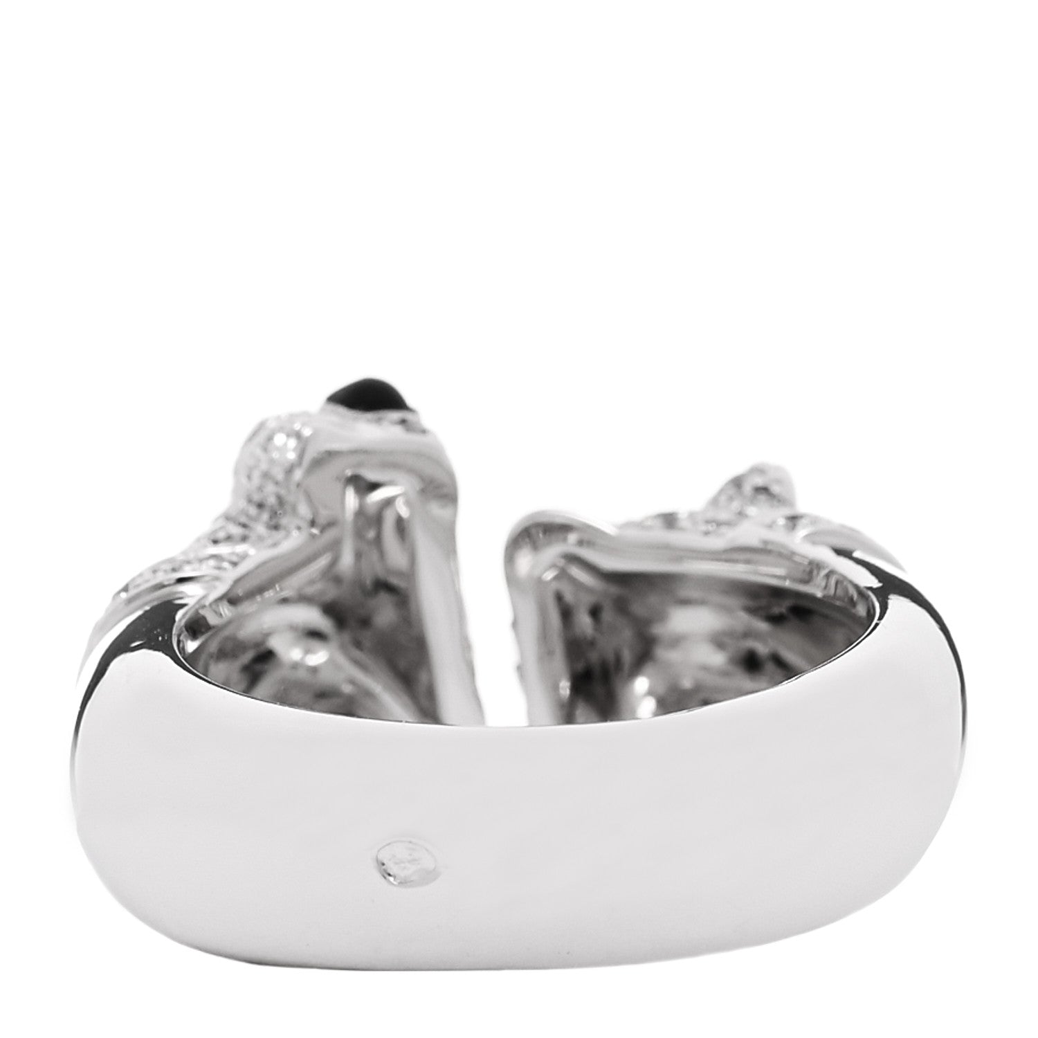 Cartier 18K White Gold Diamond Black Onyx Emerald Panthere De Cartier Double Head Ring 51 5.75 4 of 6