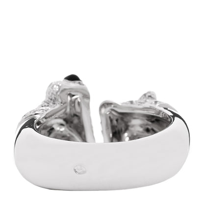 Cartier 18K White Gold Diamond Black Onyx Emerald Panthere De Cartier Double Head Ring 51 5.75 4 of 6