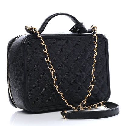 Chanel Caviar Quilted Large CC Filigree Vanity Case Black 2 of 10