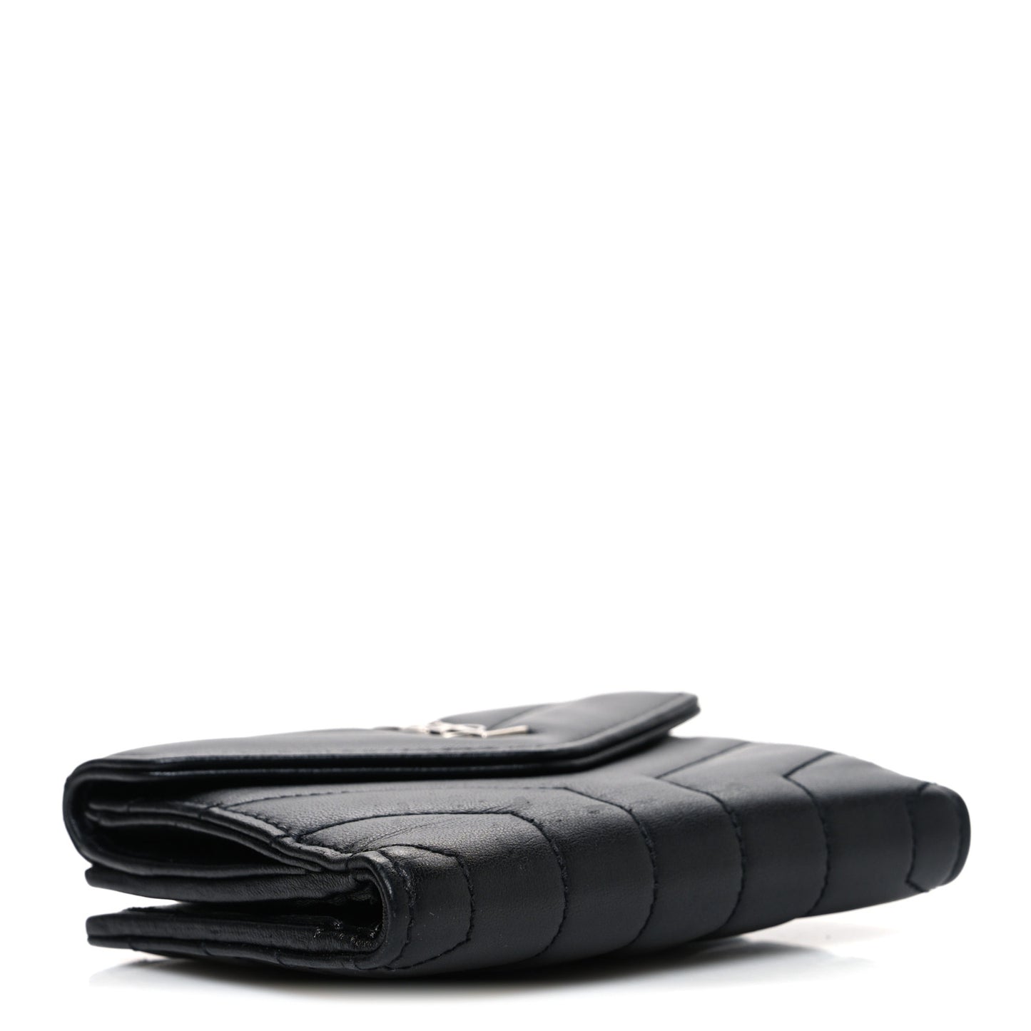 Lambskin Y Quilted Monogram Compact Loulou Wallet Black
