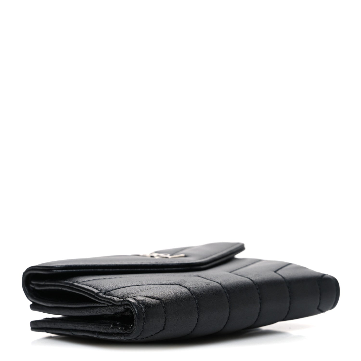Saint Laurent Lambskin Y Quilted Monogram Compact Loulou Wallet Black 4 of 7