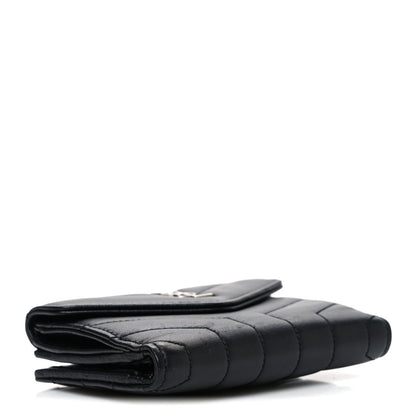 Saint Laurent Lambskin Y Quilted Monogram Compact Loulou Wallet Black 4 of 7
