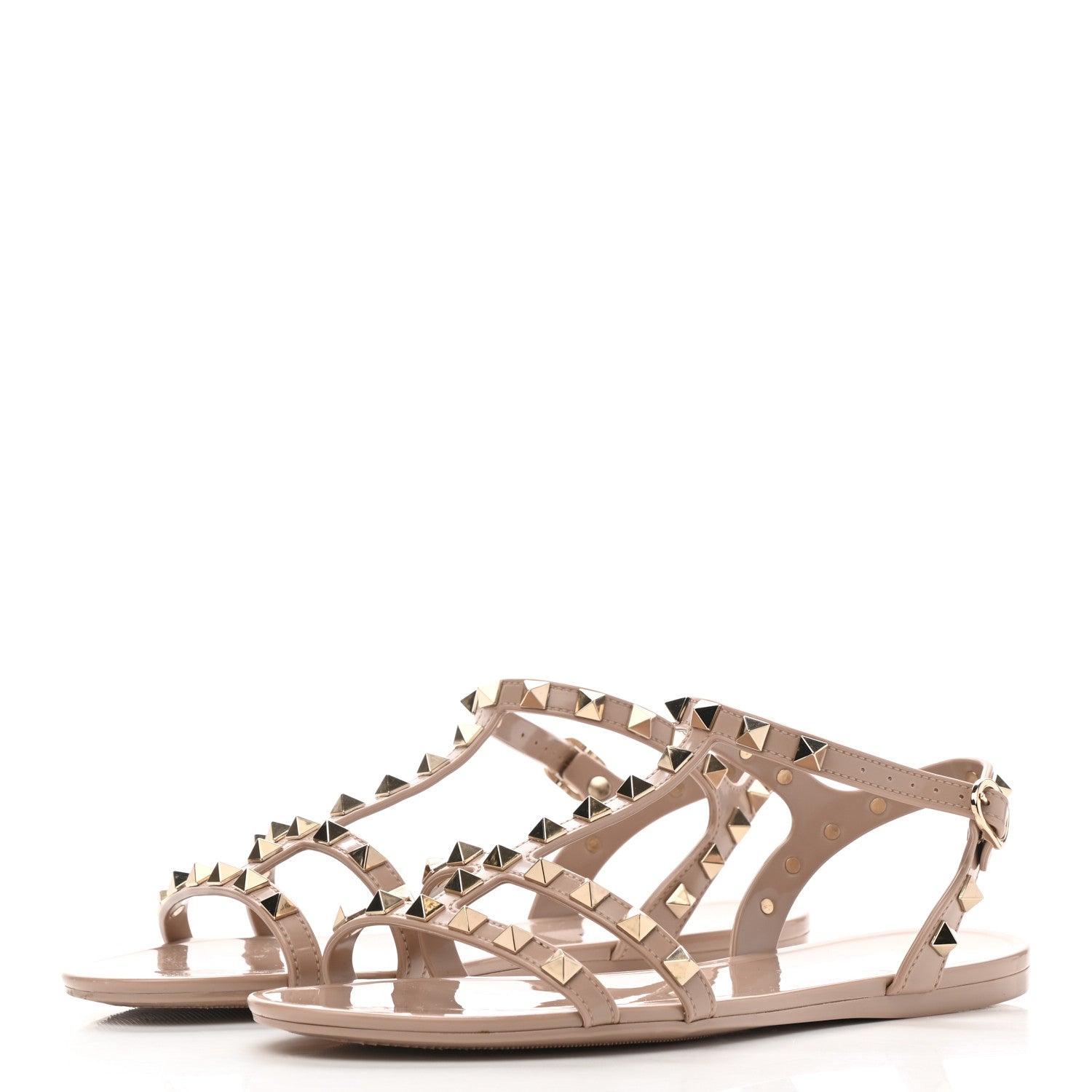 Valentino Garavani PVC Jelly Rockstud Caged Sandals 37 Poudre 3 of 7