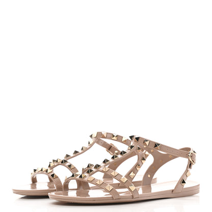 Valentino Garavani PVC Jelly Rockstud Caged Sandals 37 Poudre 3 of 7