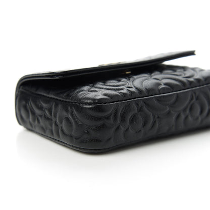 Chanel Lambskin Camellia Embossed Chain Belt Bag Black 6 of 12