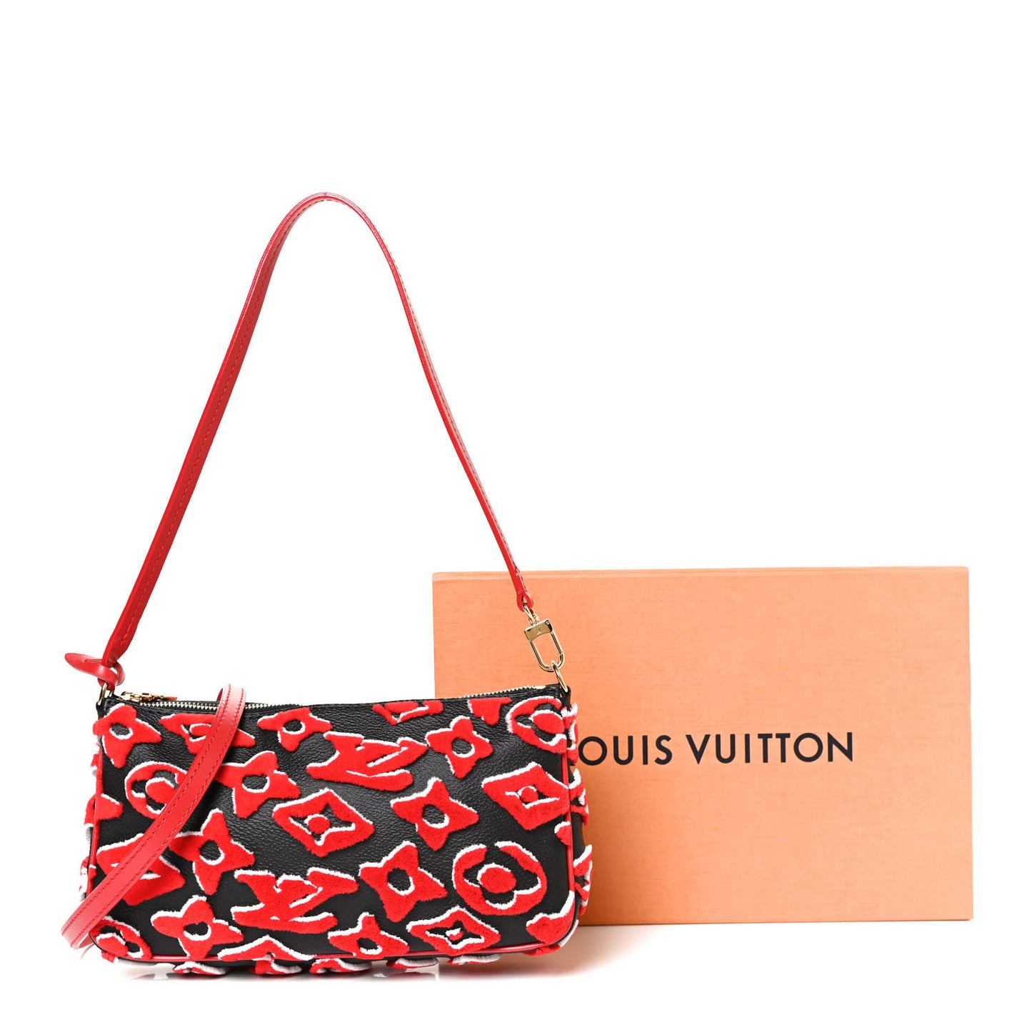 X UF Tufted Monogram Pochette Accessories Black Red