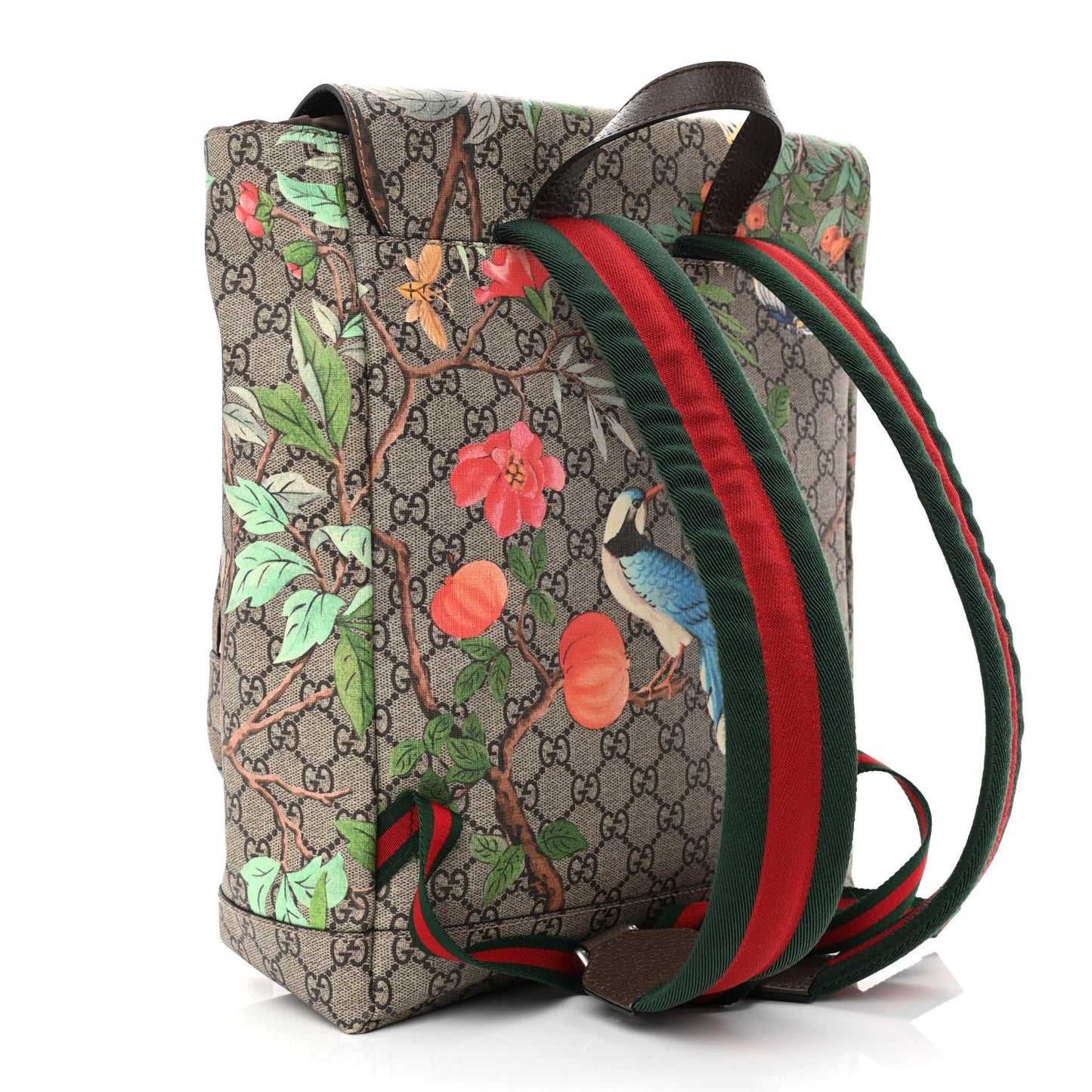 GG Supreme Monogram Tian Web Single Buckle Backpack Beige Multicolor New Acero