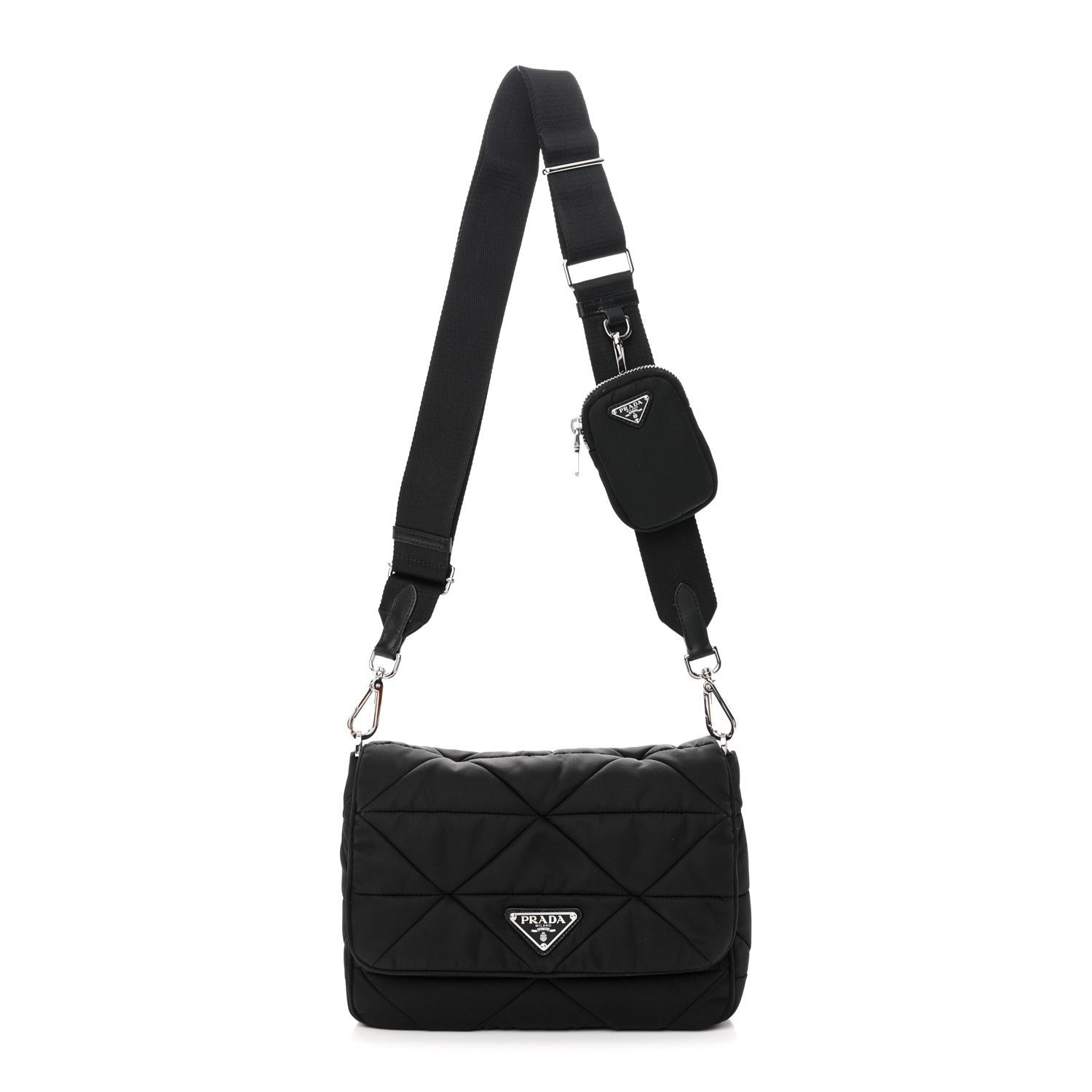 Prada Re-Nylon Quilted Padded Flap Shoulder Bag Black 1 of 18