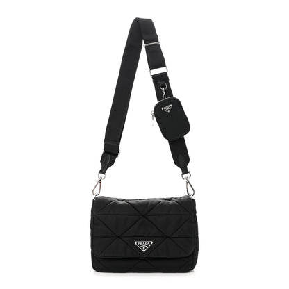 Prada Re-Nylon Quilted Padded Flap Shoulder Bag Black 1 of 18