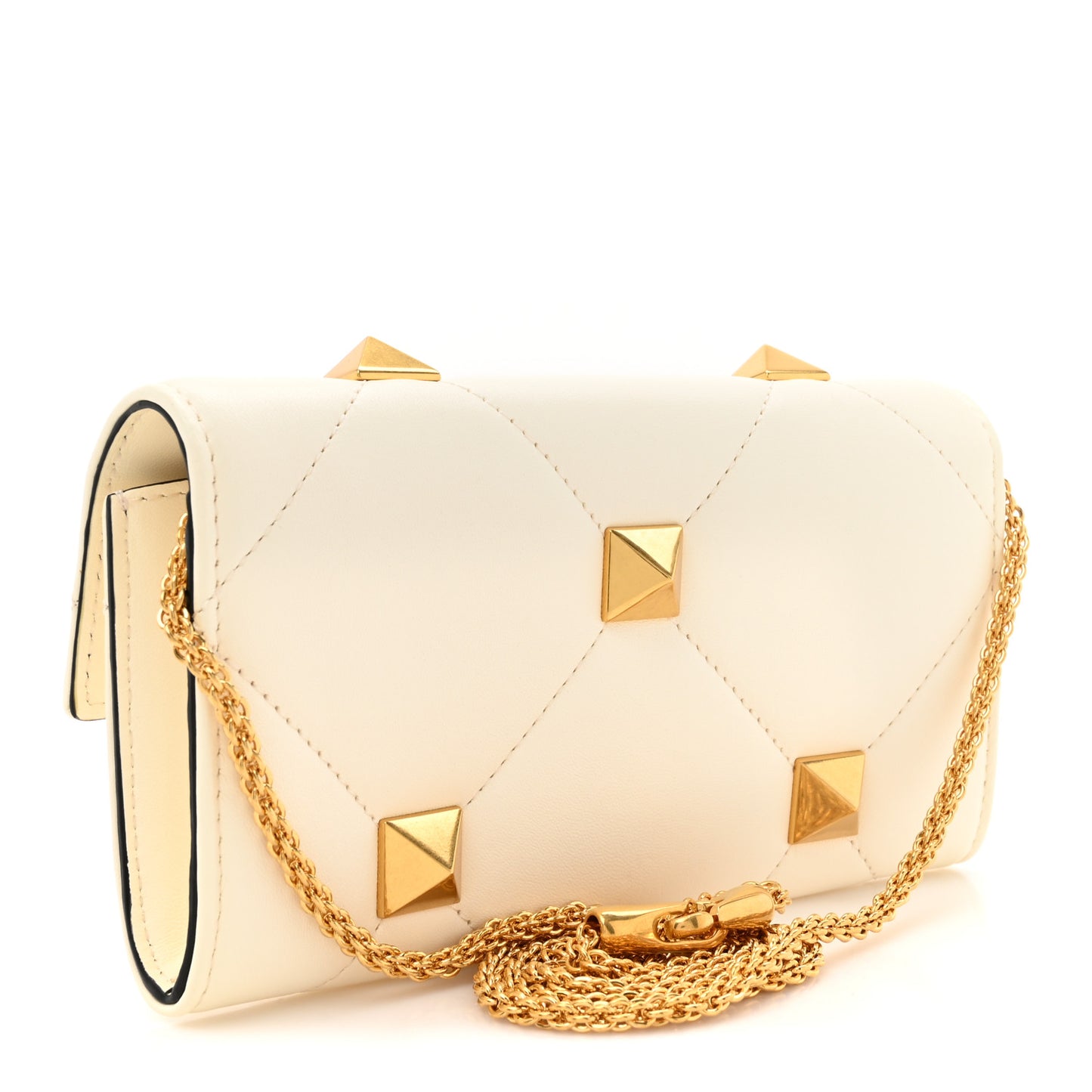 Nappa Roman Stud Wallet on Chain Ivory