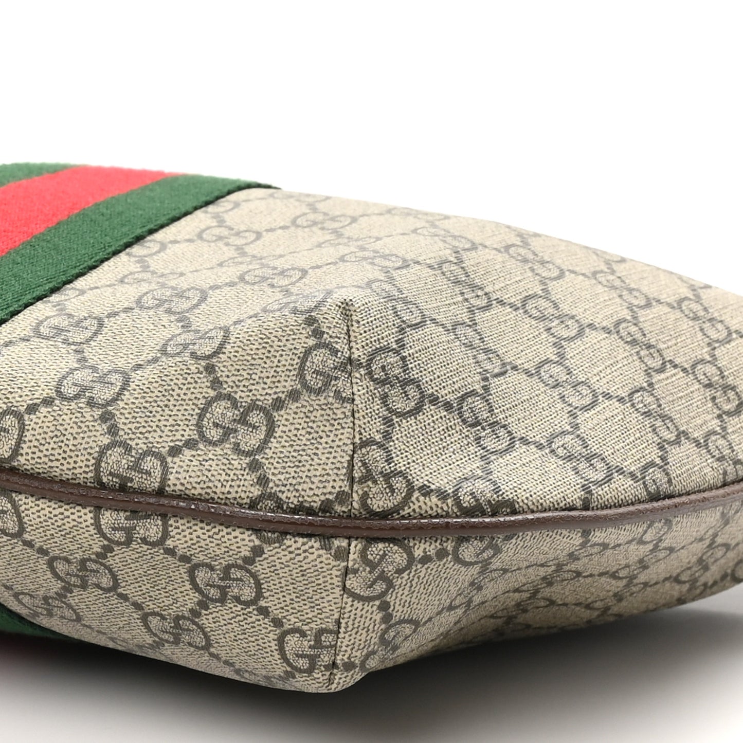 GG Supreme Monogram Web Small Ophidia Half Moon Hobo Brown