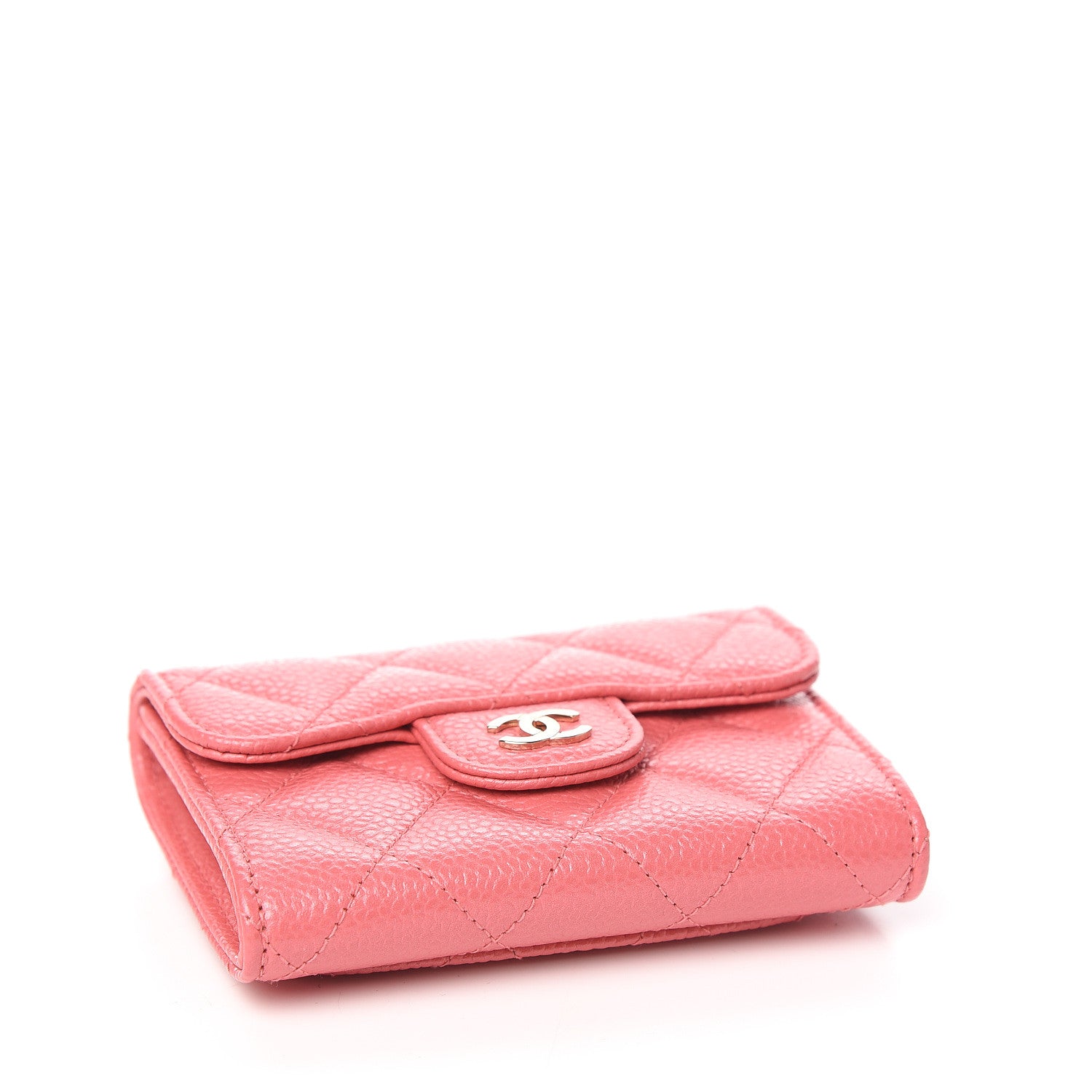 Chanel Iridescent Caviar Quilted Flap Card Holder Wallet Pink 3 of 8
