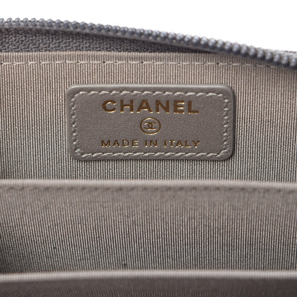 Chanel Cracked Metallic Calfskin Quilted Boy Zip Around Coin Purse Wallet Dark Silver 6 of 9