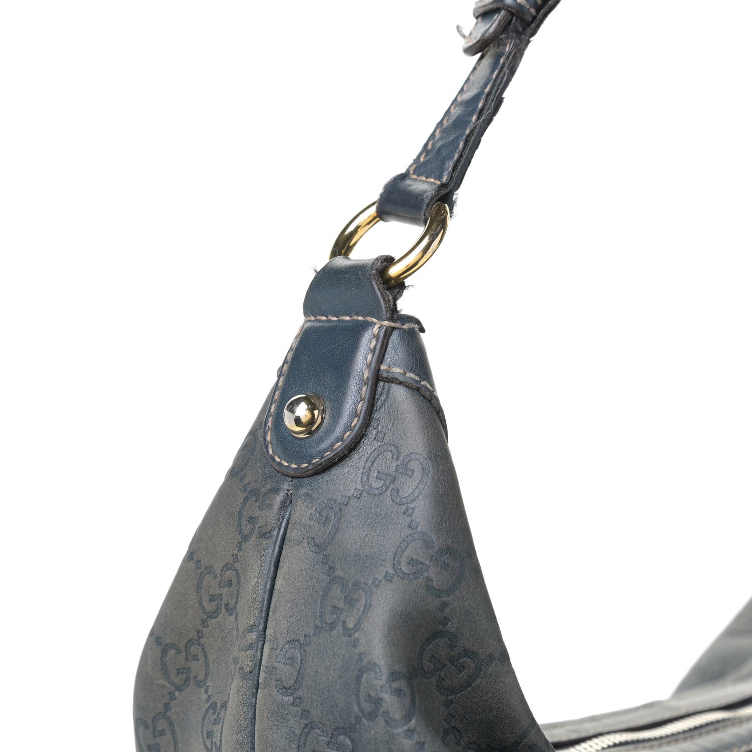 Gucci Guccissima Large Biba Studded Hobo Blue 9 of 18