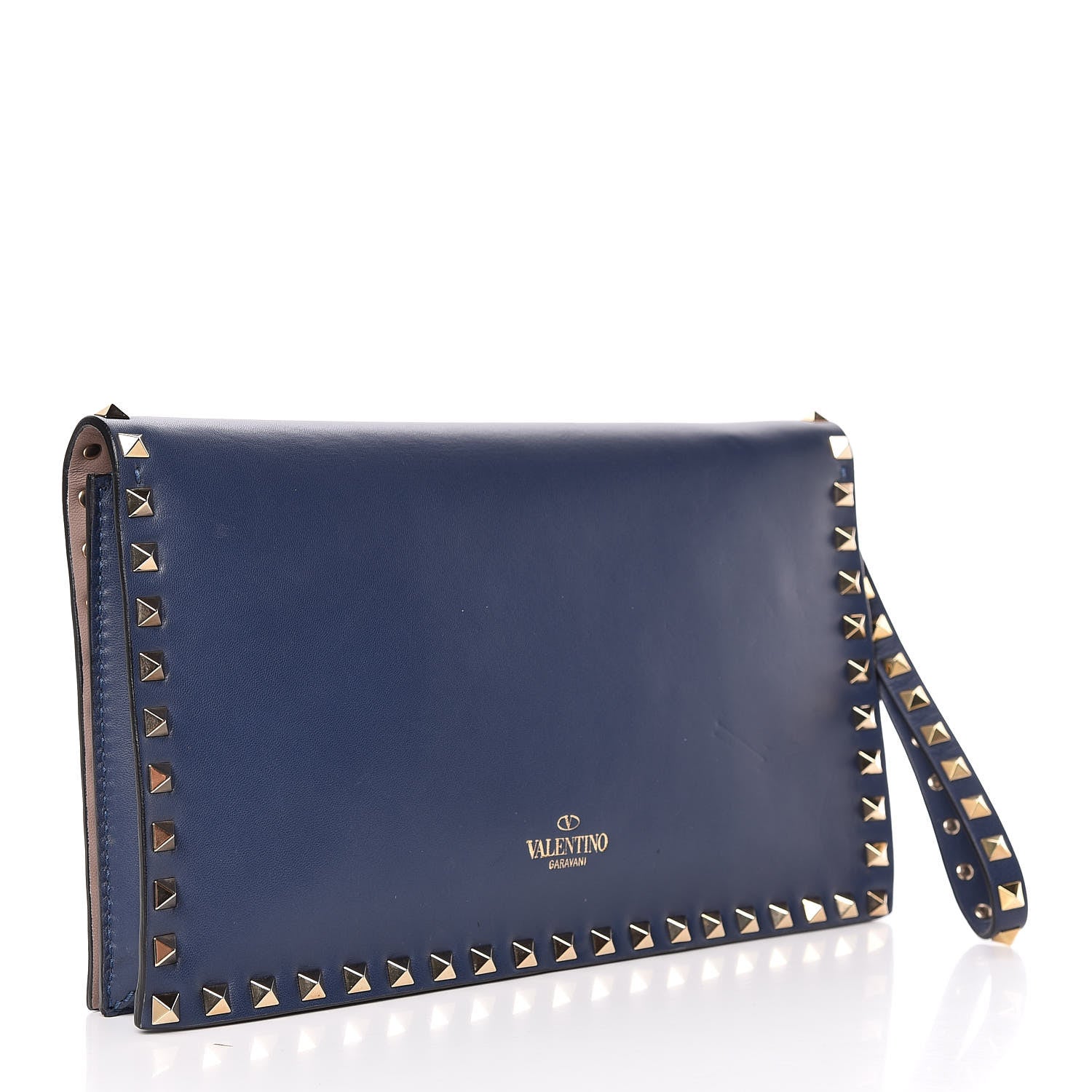 Valentino Garavani Nappa Rockstud Wristlet Clutch Indigo 3 of 9