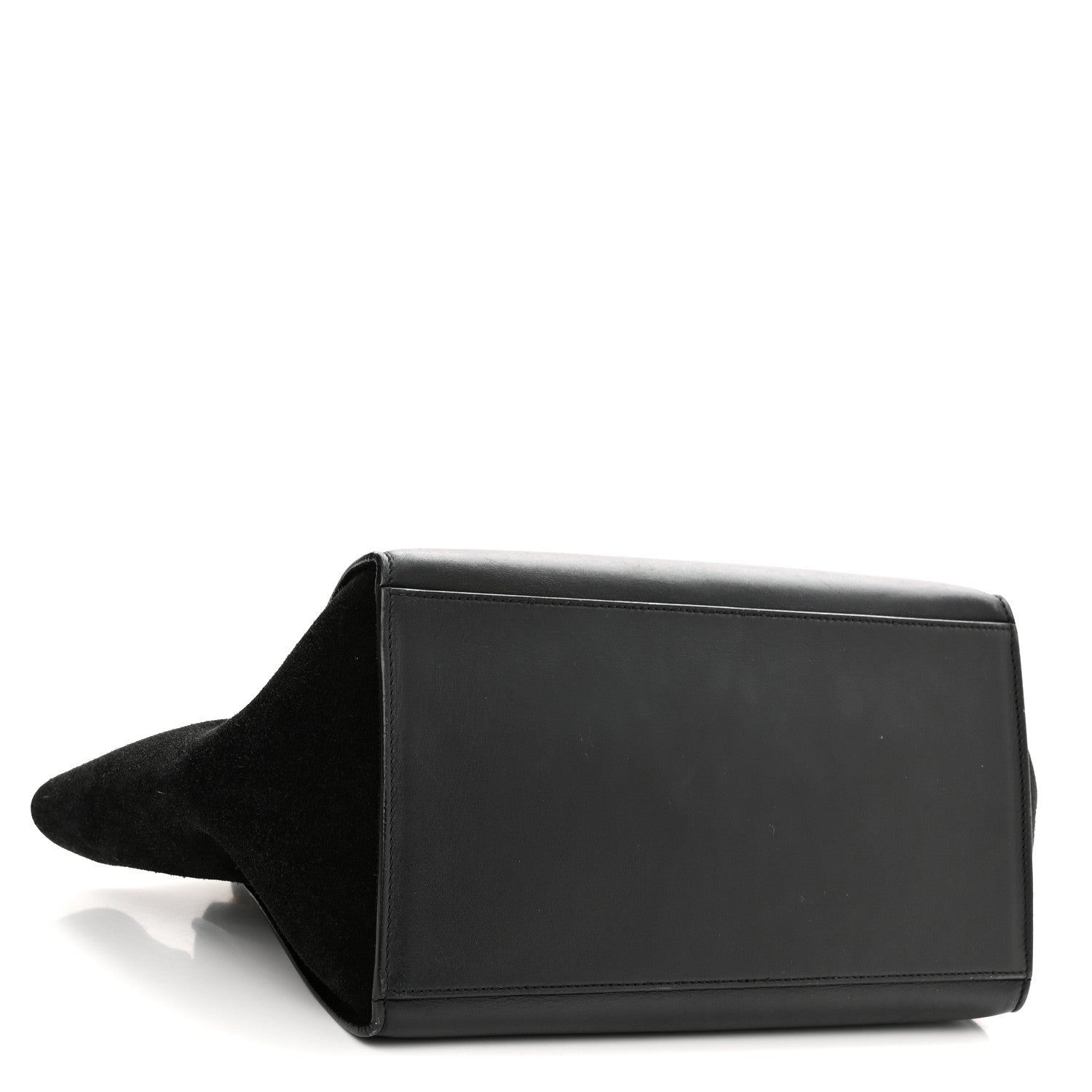 Celine Crocodile Embossed Calfskin Suede Medium Trapeze Black 4 of 15