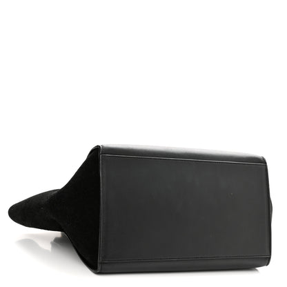 Celine Crocodile Embossed Calfskin Suede Medium Trapeze Black 4 of 15