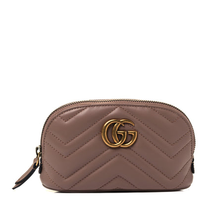 Gucci Calfskin Matelasse GG Marmont Pouch Cosmetic Case Porcelain Rose 1 of 9