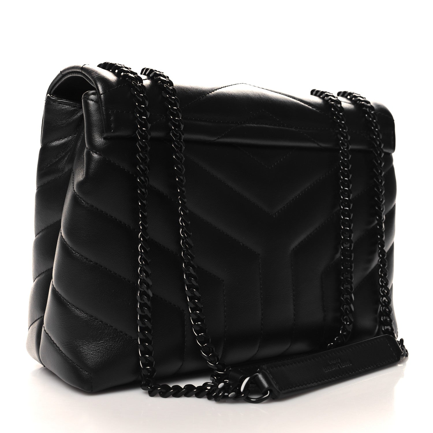 Saint Laurent Calfskin Y Quilted Monogram Monochrome Small Loulou Chain Satchel Black 3 of 10
