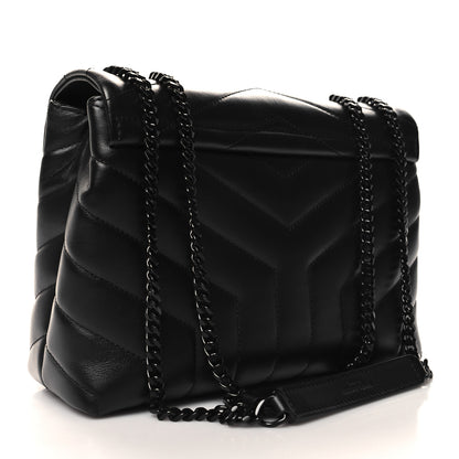 Saint Laurent Calfskin Y Quilted Monogram Monochrome Small Loulou Chain Satchel Black 3 of 10