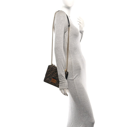 Fendi Vitello Liberty Bi-Color FF 1974 Embossed Small Kan U Shoulder Bag Maya Black 2 of 10