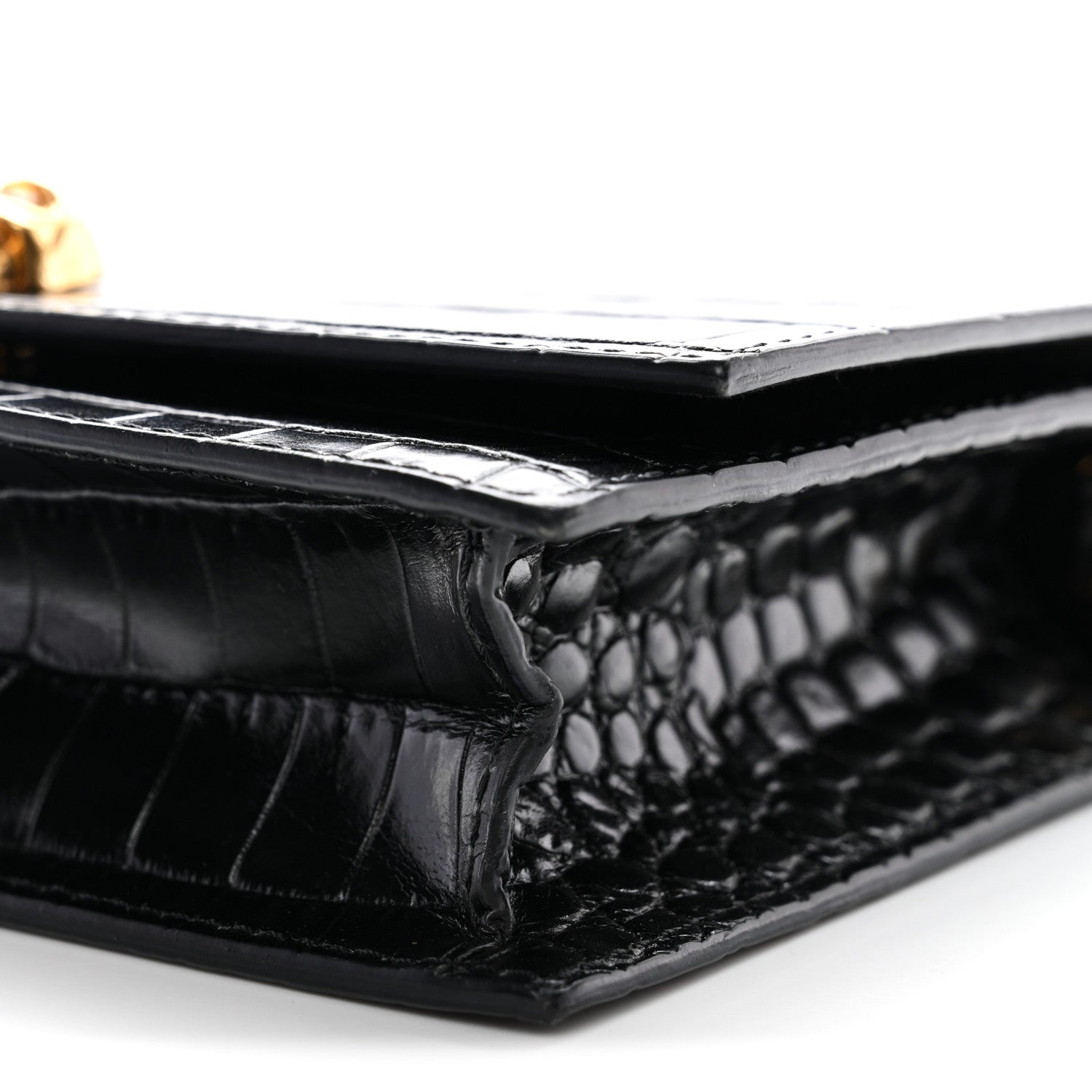 Alexander McQueen Calfskin Crocodile Embossed Skull Mini Crossbody Bag Black 9 of 9