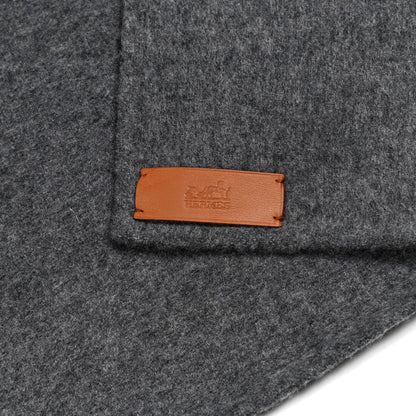Hermes Cashmere Twill Double Face Applique Stole Scarf Gris 4 of 4