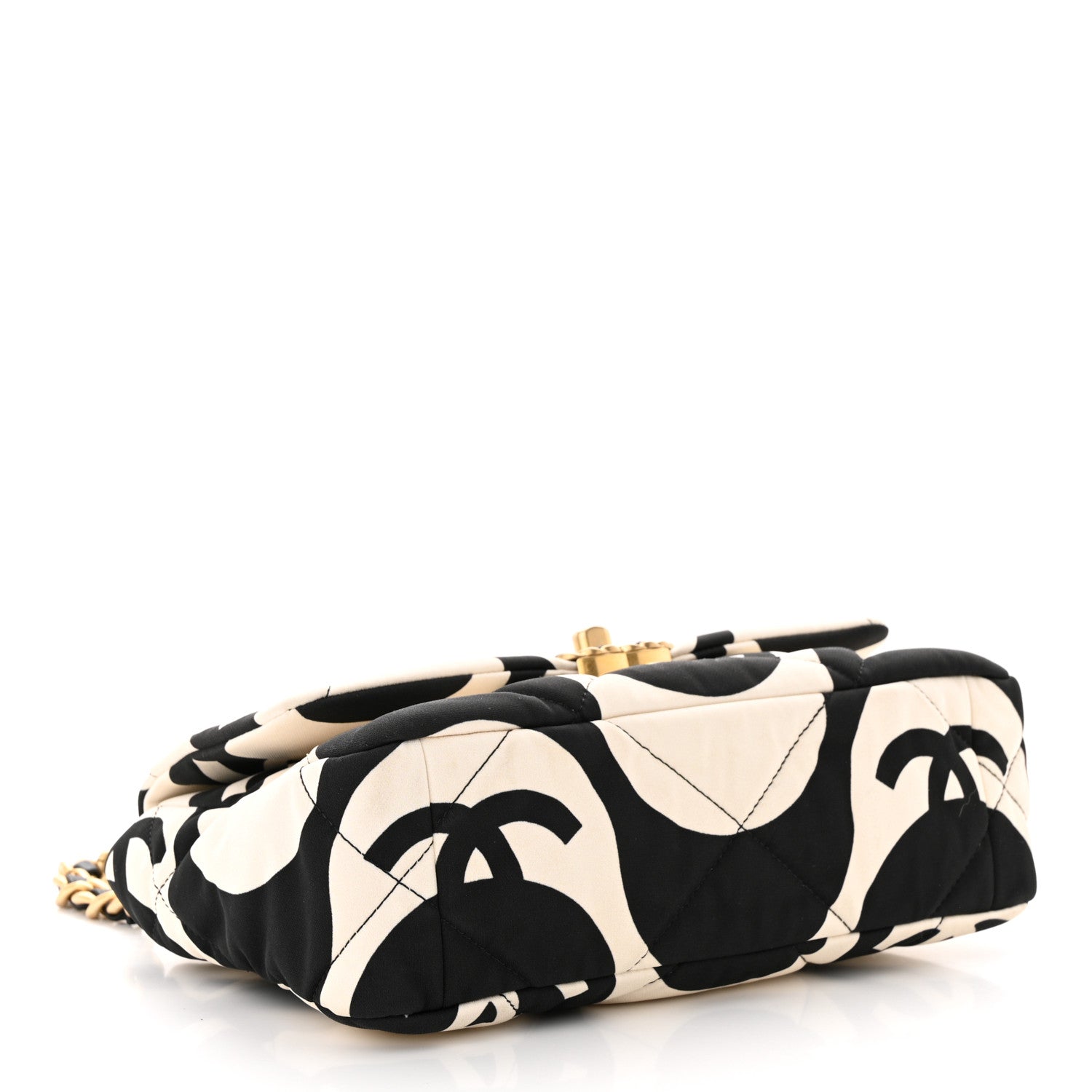 Chanel Fabric Printed Medium Chanel 19 Flap Black Ecru 4 of 11