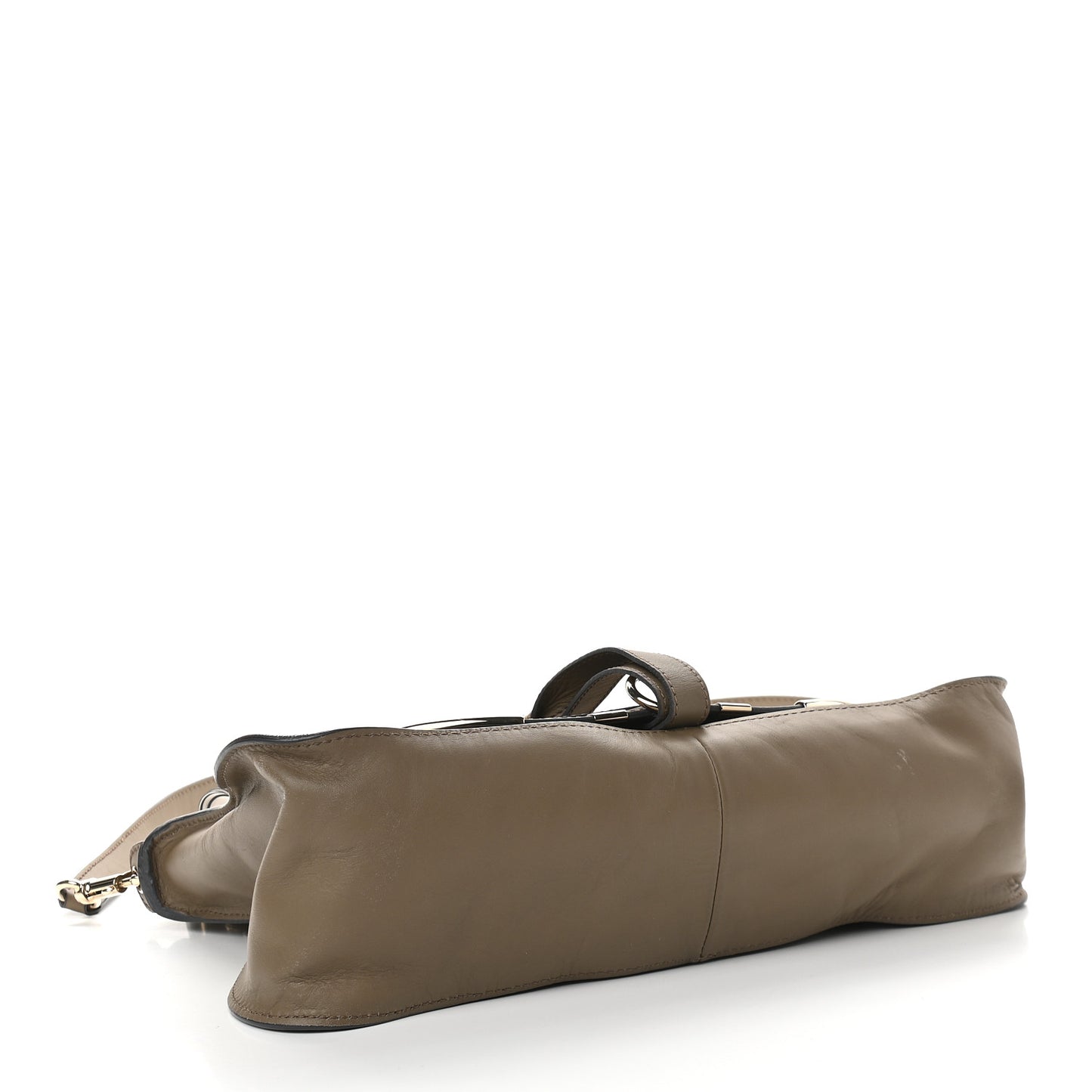 Calfskin Medium Marcie Metal Bar Trim Satchel Beige