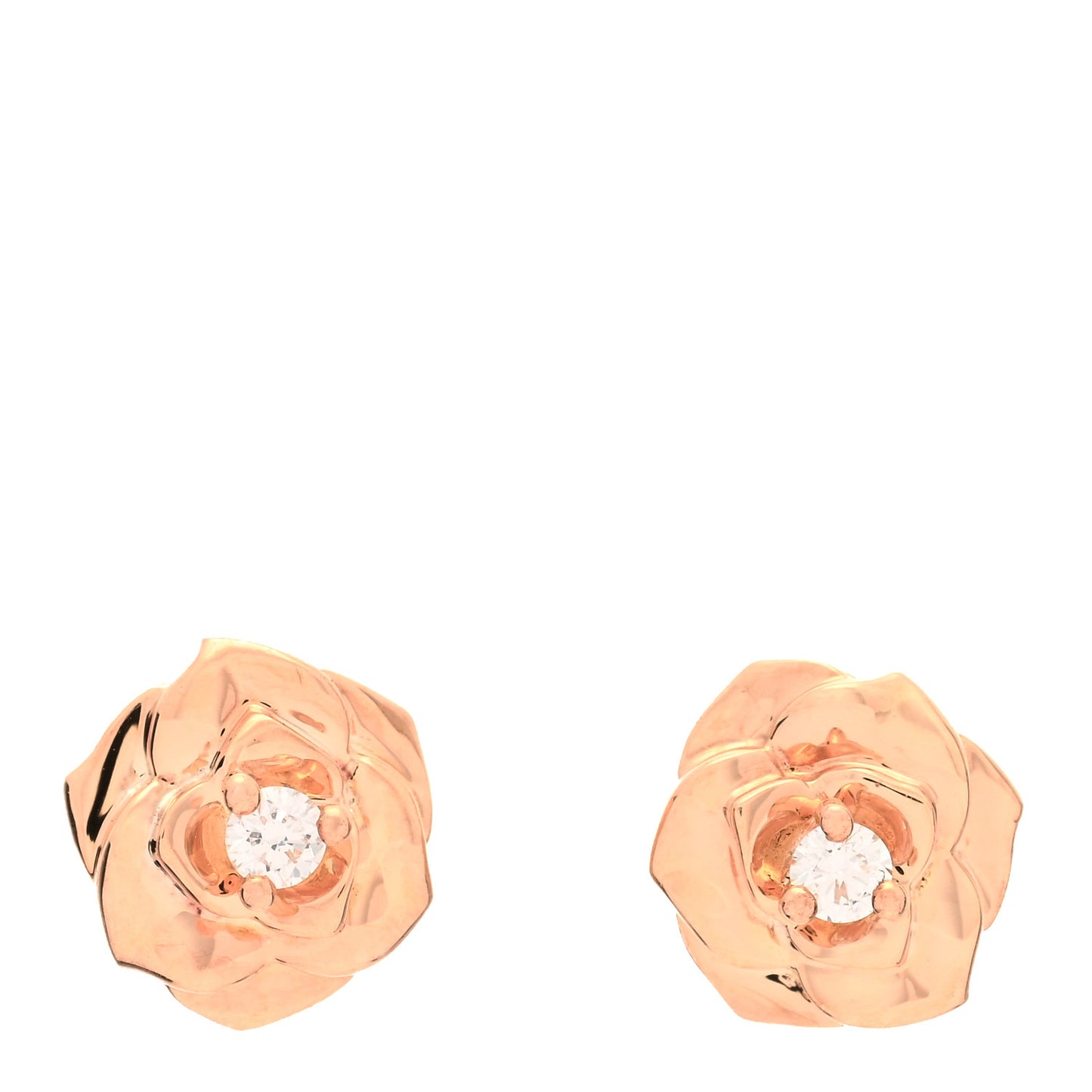 18K Rose Gold Diamond Rose Earrings