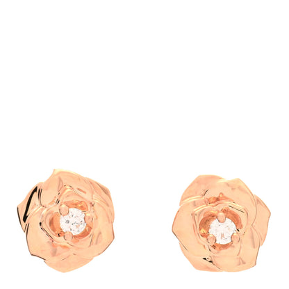 Piaget 18K Rose Gold Diamond Rose Earrings 1 of 5
