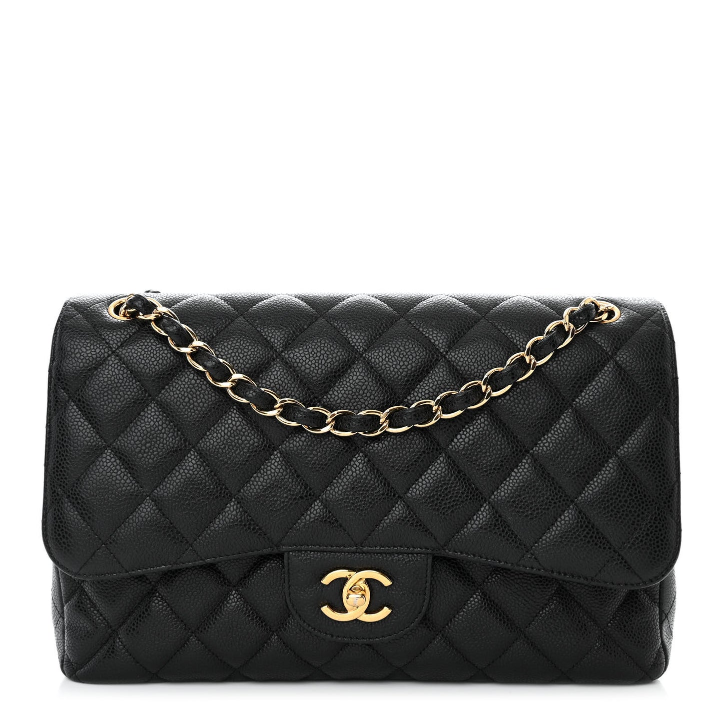 Caviar Quilted Jumbo Double Flap Black