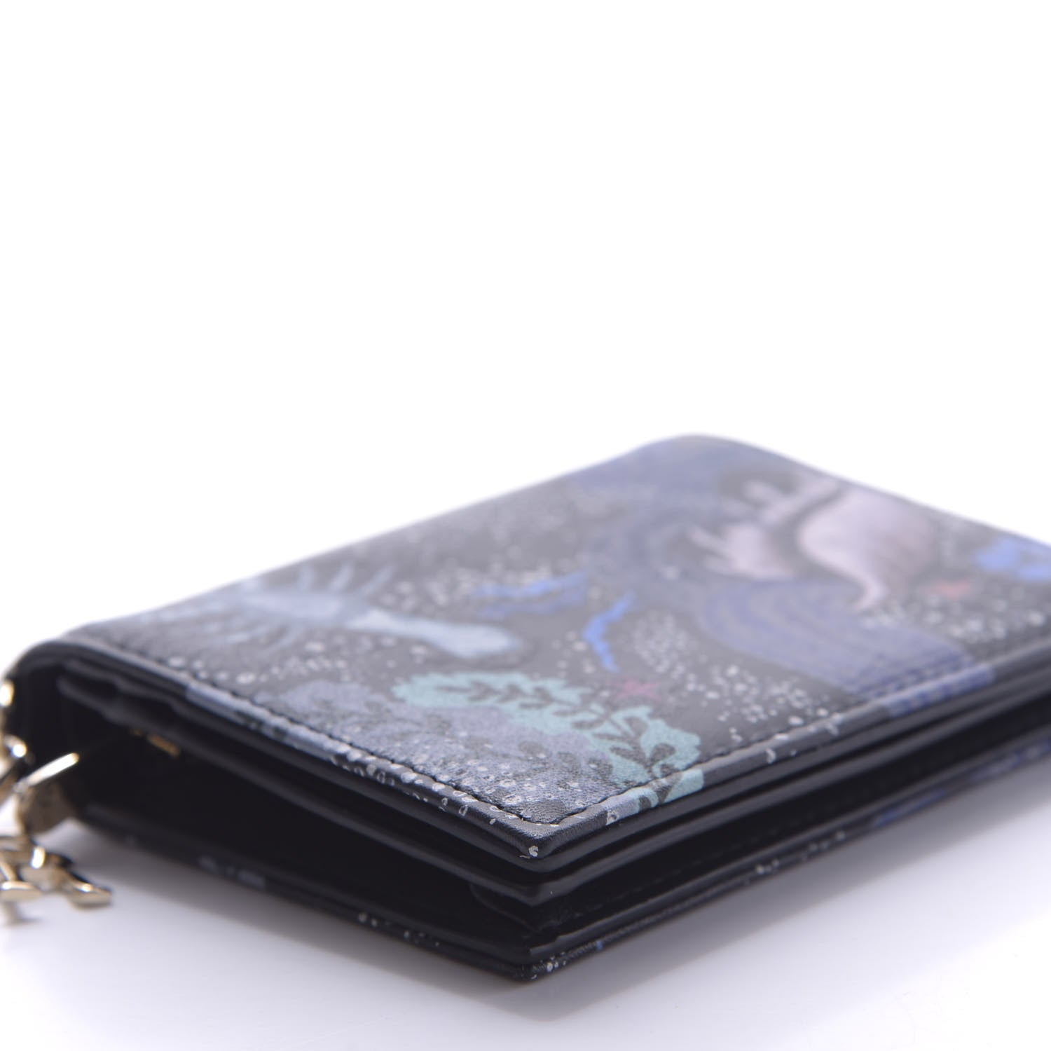 Christian Dior Calfskin Nature Ballet Wallet Blue Multicolor 6 of 9