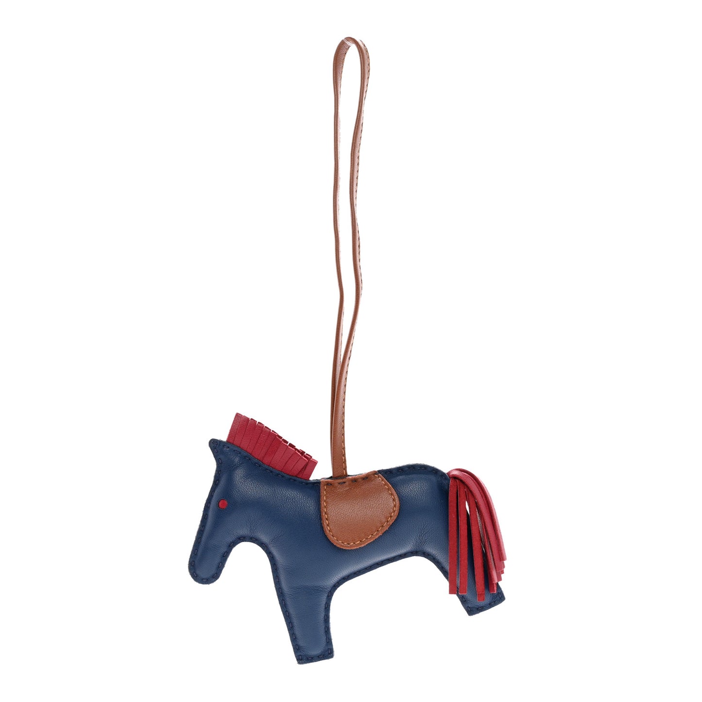 Milo Lambskin Grigri Rodeo Horse Bag Charm MM Bleu De Malte Rubis Fauve
