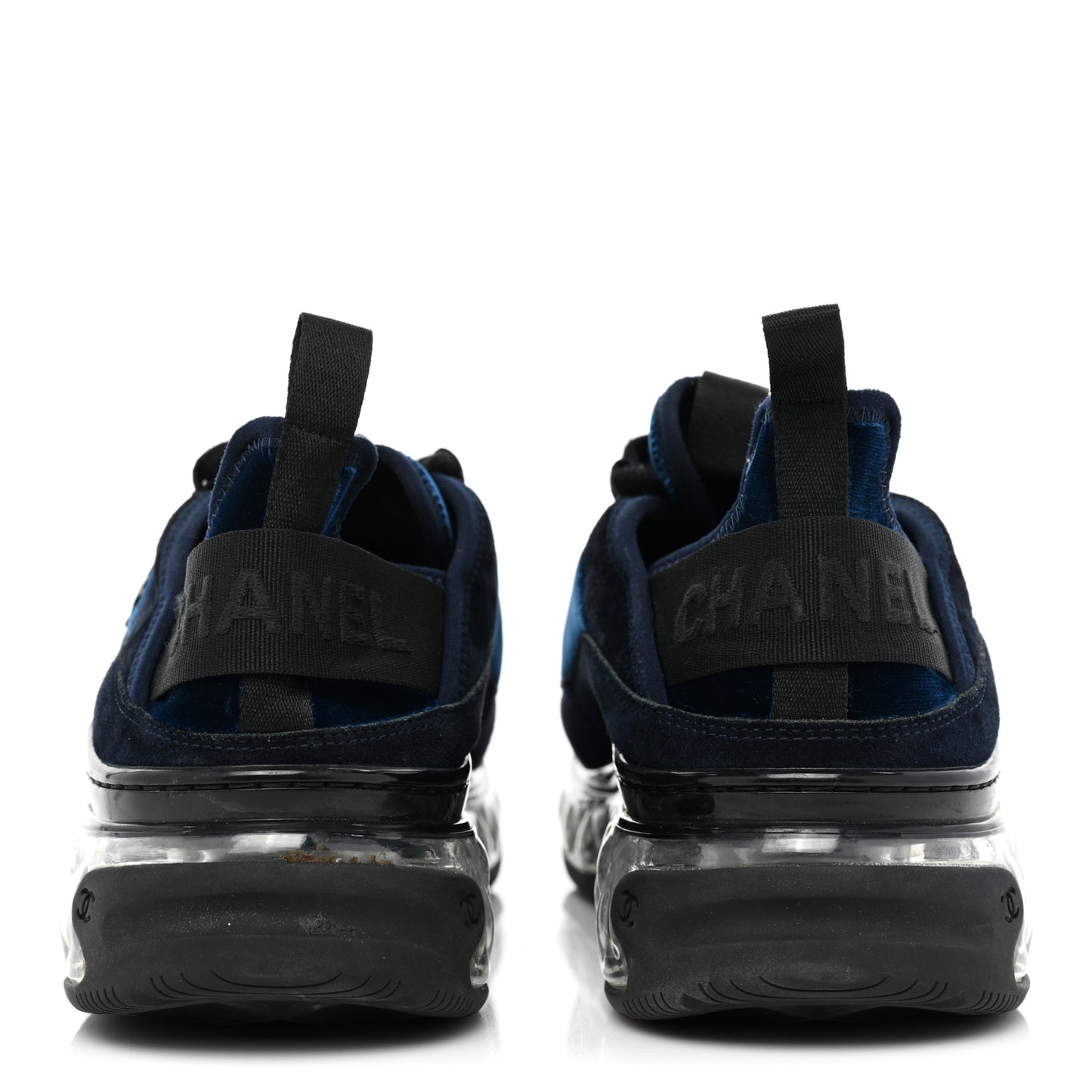 Suede Calfskin Velvet Grosgrain CC Sneakers 41 Navy Blue Black
