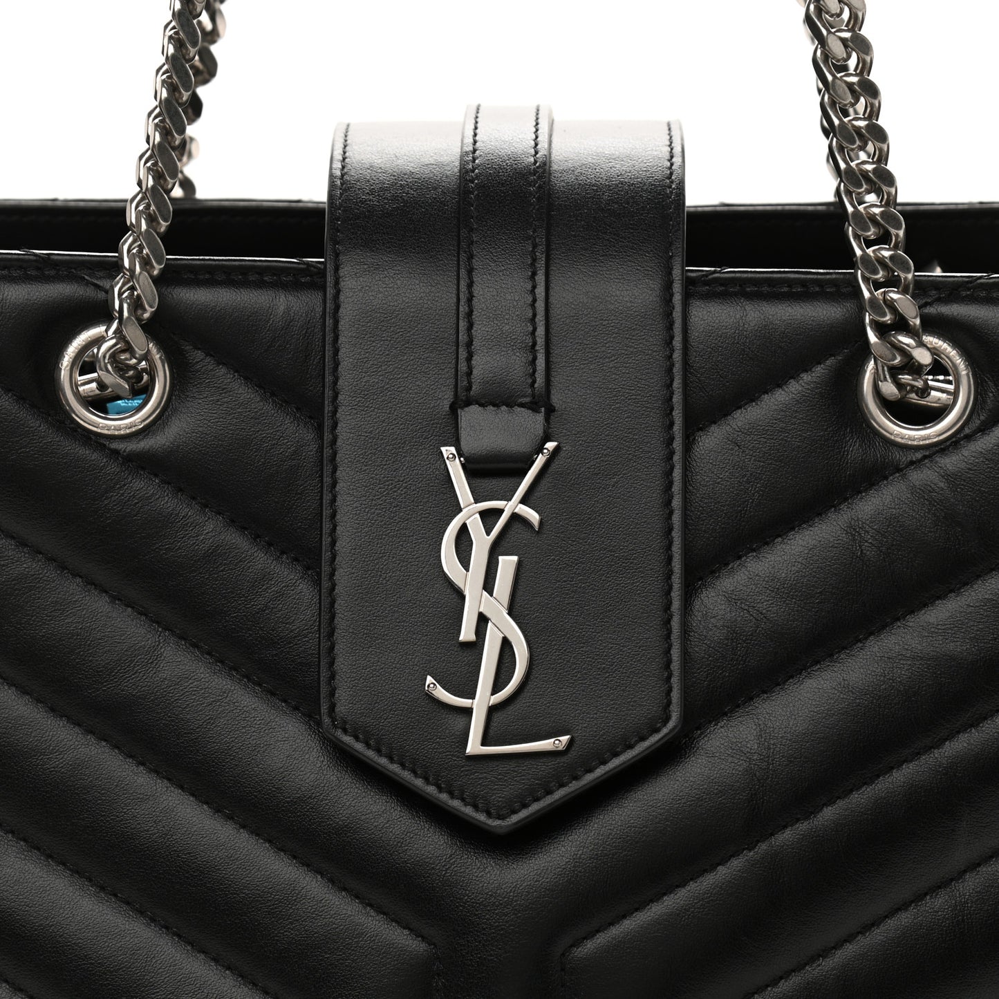 Calfskin Y Quilted Monogram Large Loulou Shopper Black