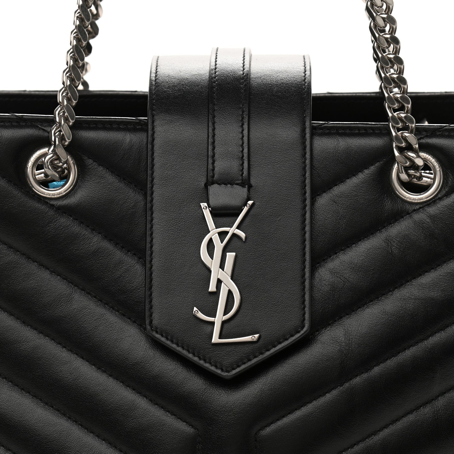 Saint Laurent Calfskin Y Quilted Monogram Large Loulou Shopper Black 9 of 11