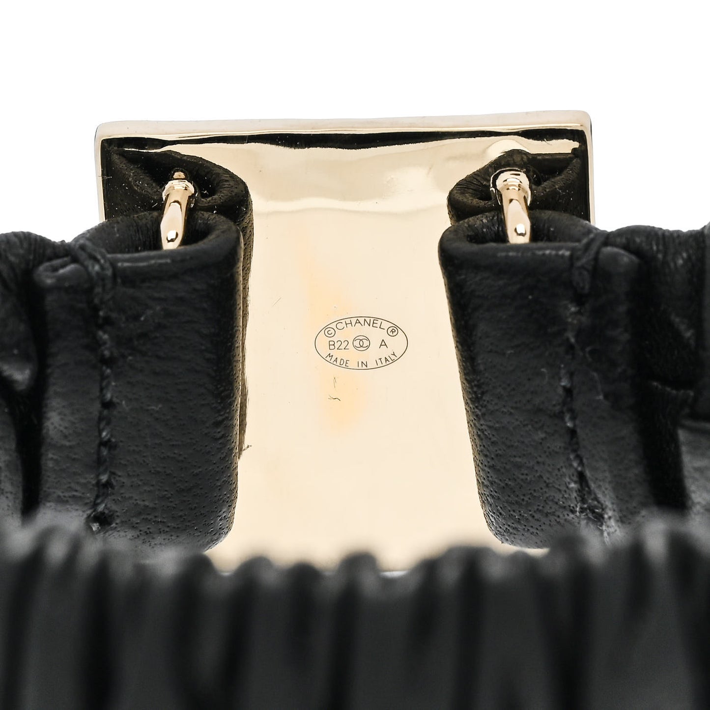 Lambskin Metal Enamel CC Hair Tie Black Gold