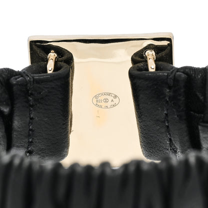 Chanel Lambskin Metal Enamel CC Hair Tie Black Gold 4 of 5