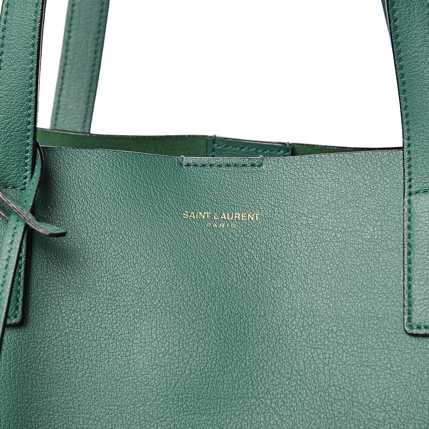 Saint Laurent Calfskin Large Shopping Tote Emerald Green 6 of 10